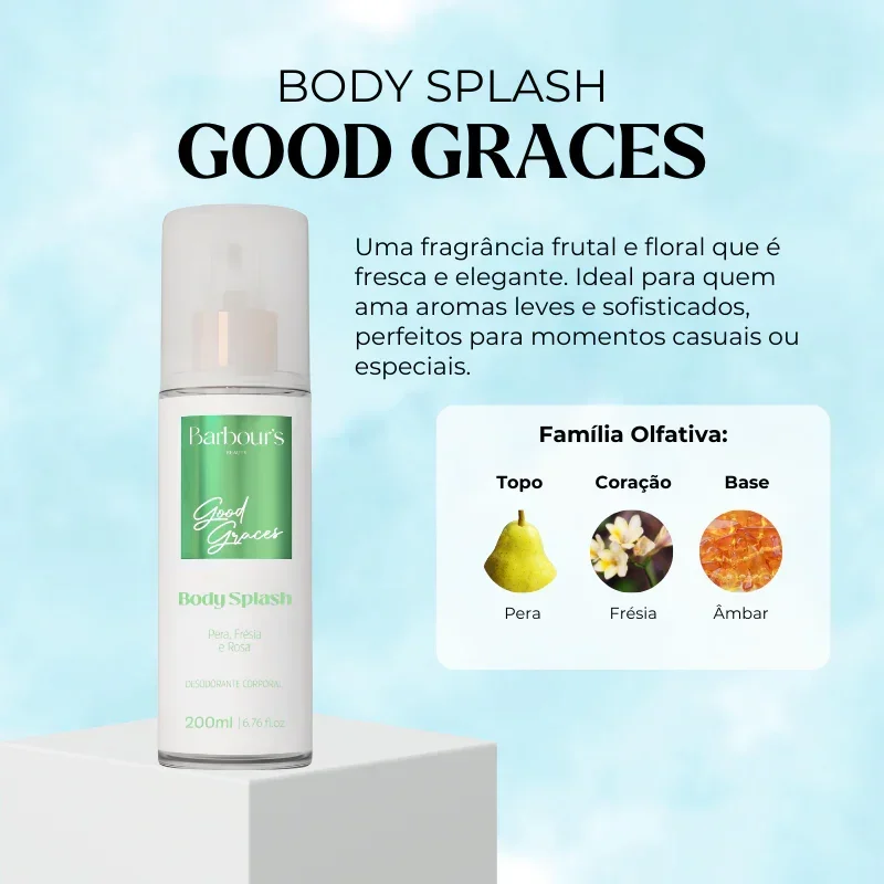 Kit 3 Body Splash Desodorante Colônia 200ml - Rose Fresh, Solar Citrus e Good Graces - Image 4
